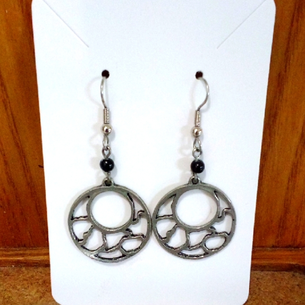Silver and Black Handmade Dangle Earrings